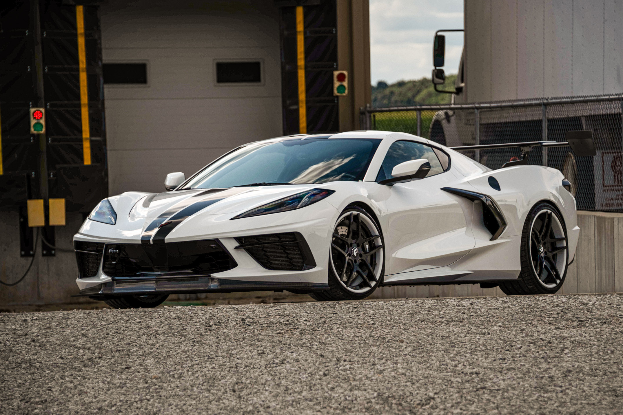 C8 Corvette in industrial setting photographed by Red Rabbit Photography