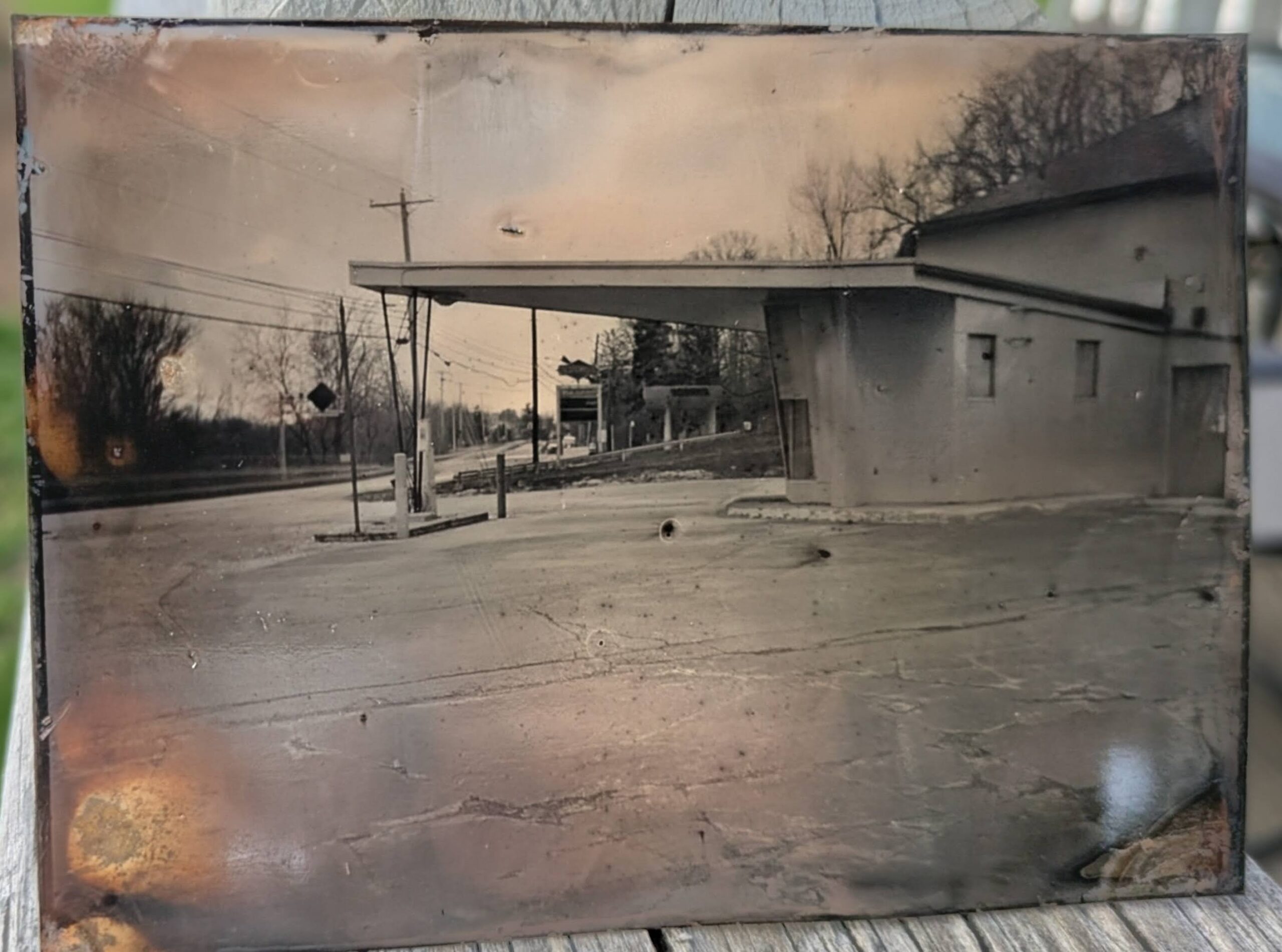 Handmade wet plate portrait on metal
