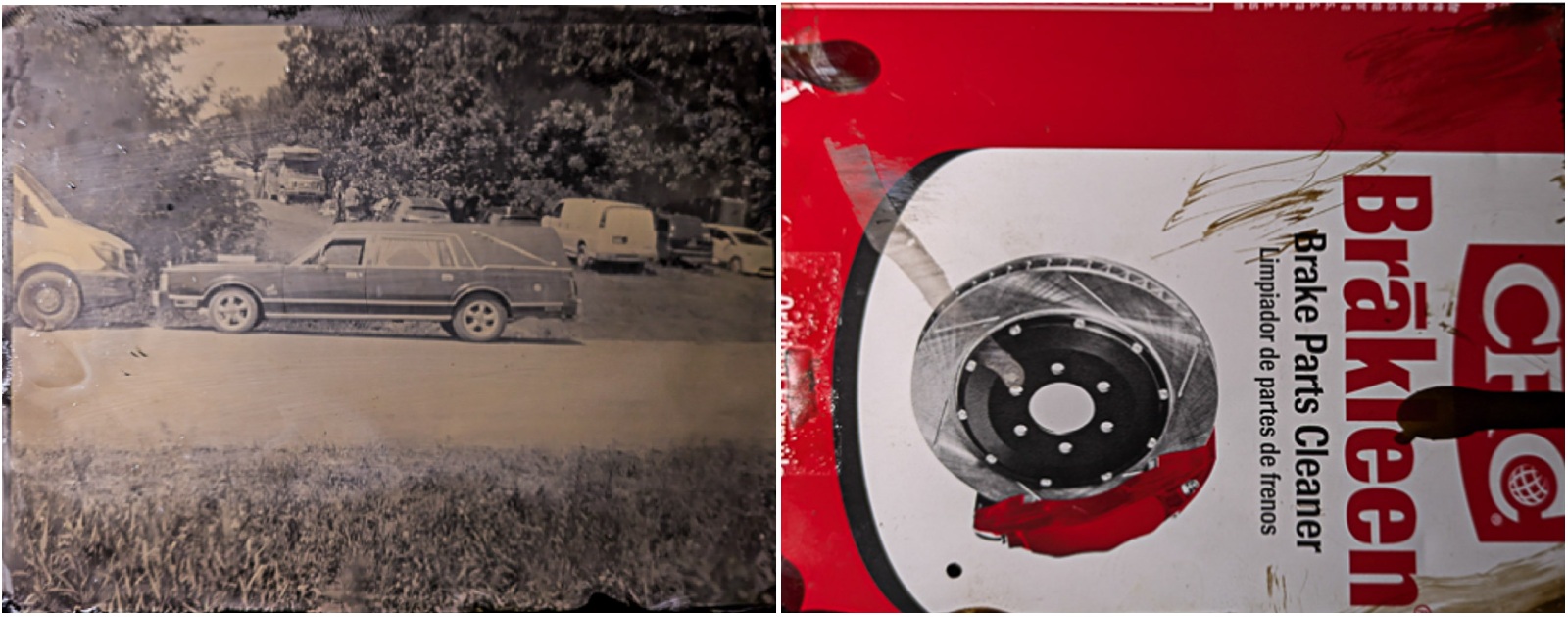 Tintype created on reclaimed vintage automotive metal